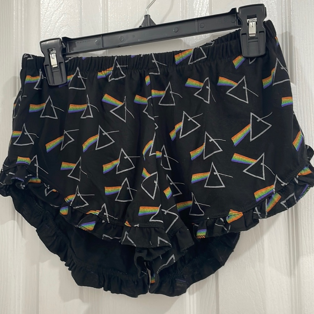 Pink Floyd dark side of the moon wide leg pj shorts size XS elastic waist